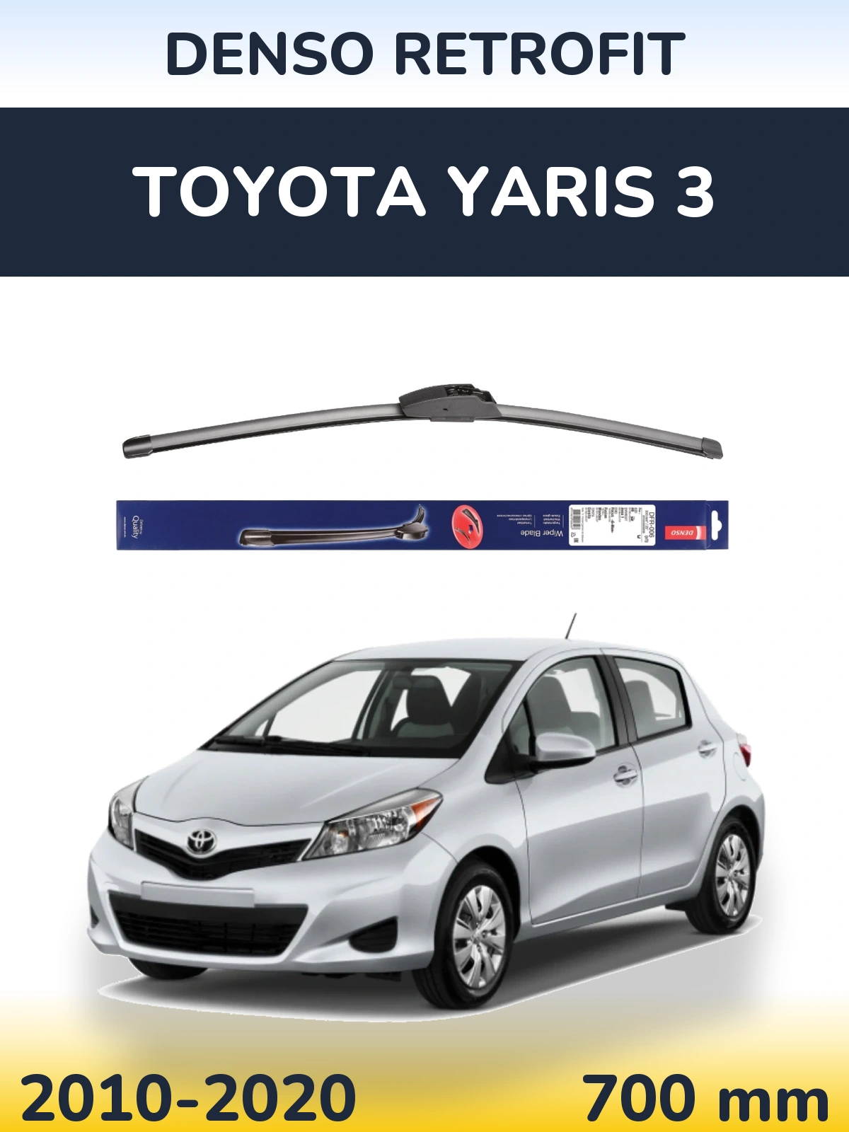 Front wiper blade Denso Retrofit 700 mm for Toyota Yaris 3 2010-2020