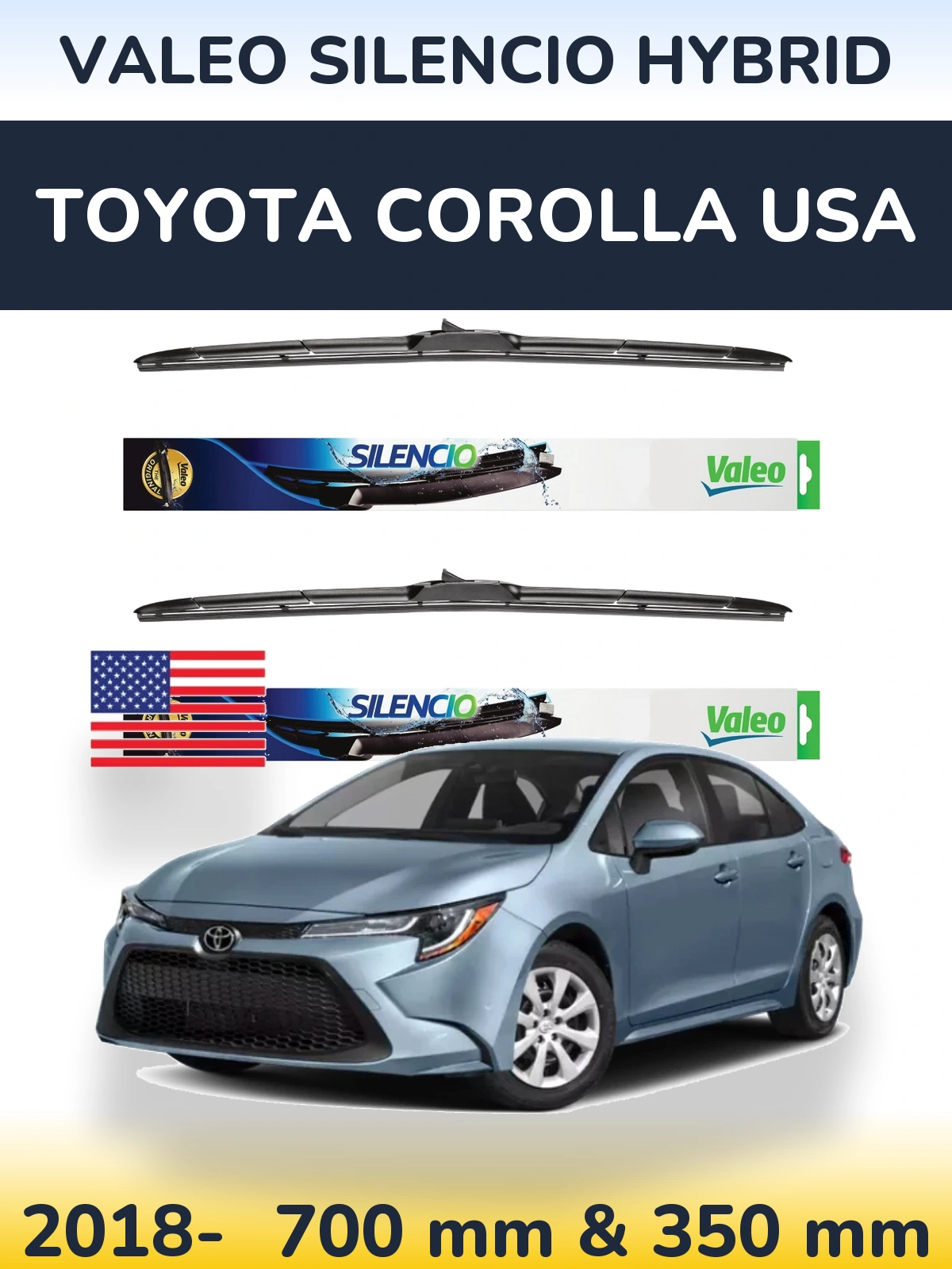 Torkarblad Valeo Silencio Hybrid för Toyota Corolla USA