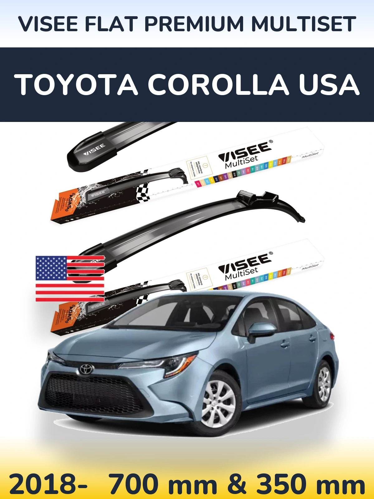 Torkarblad VISEE FLAT PREMIUM MultiSet för Toyota Corolla USA