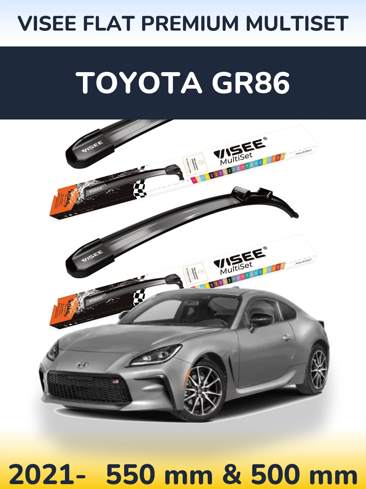 Torkarblad VISEE FLAT PREMIUM MultiSet för Toyota GR86