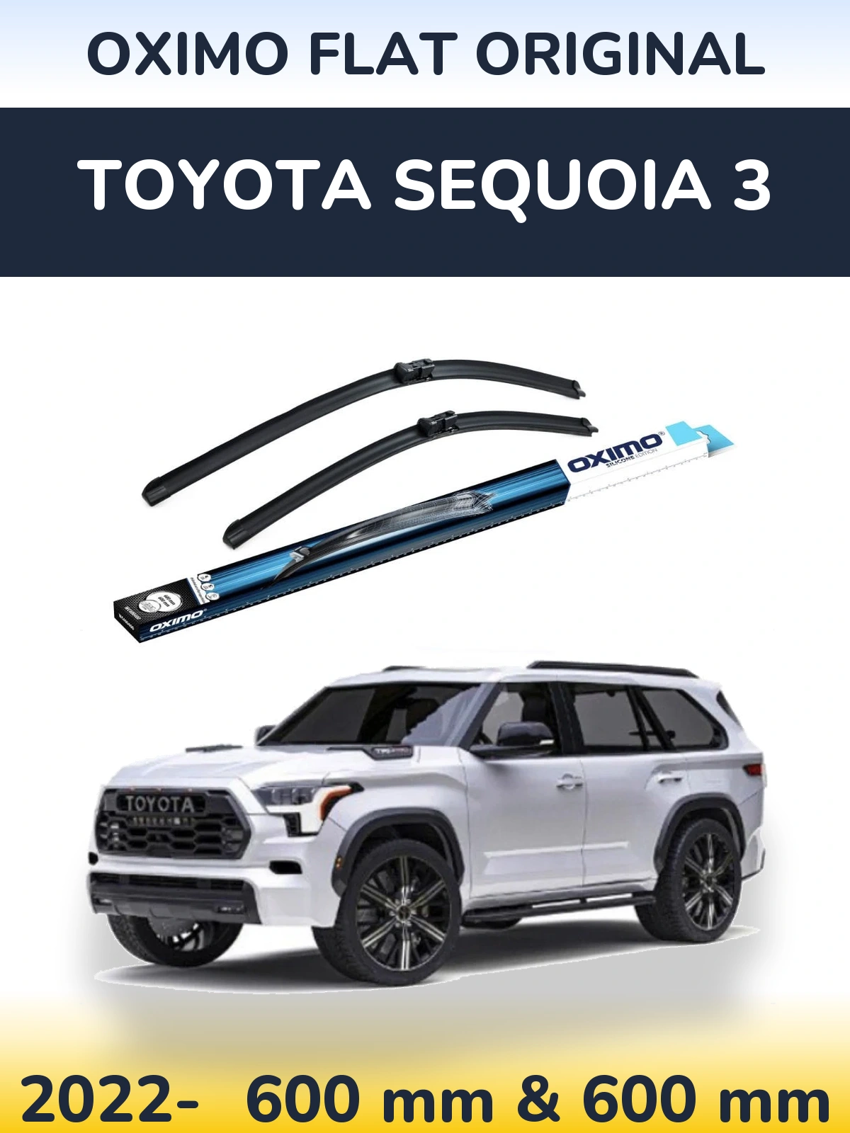 Front wiper blade set Oximo Flat Original 600 & 600 mm for Toyota Sequoia 3 2022-2026