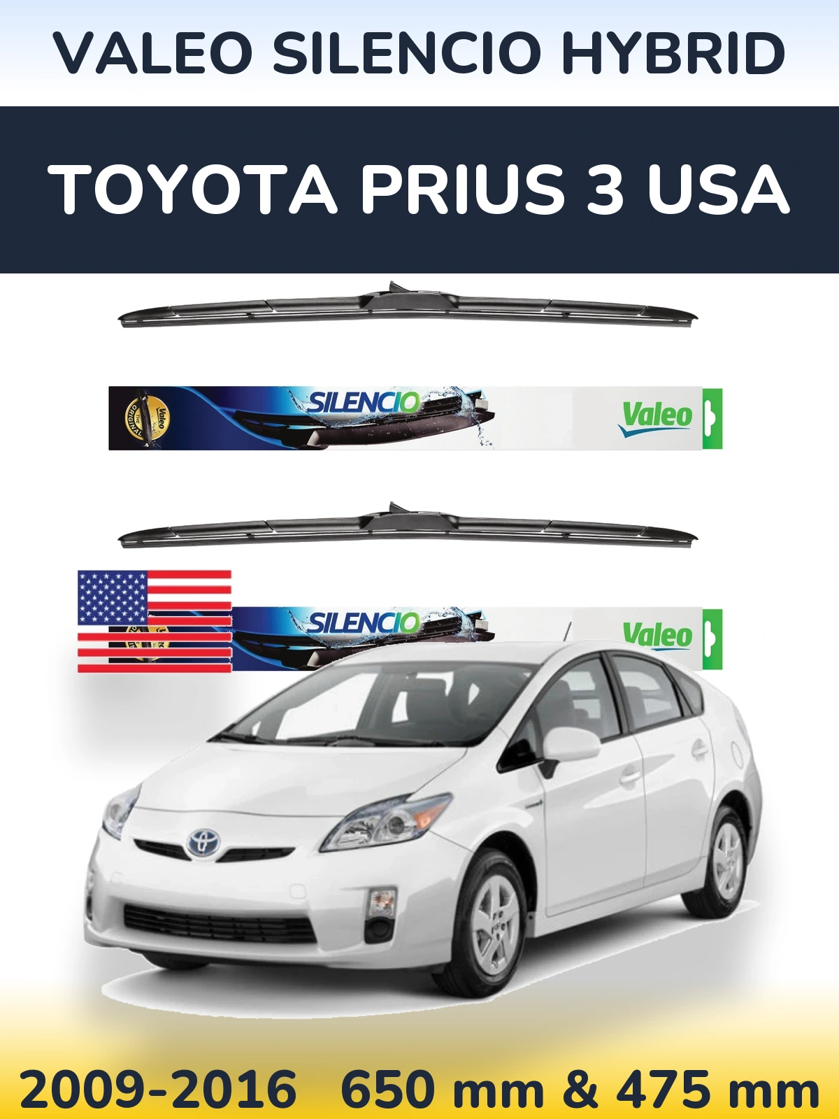 Torkarblad Valeo Silencio Hybrid för Toyota Prius 3 USA