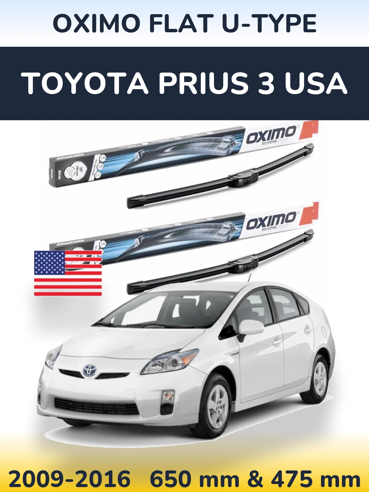 Torkarblad Oximo Flat U-type för Toyota Prius 3 USA