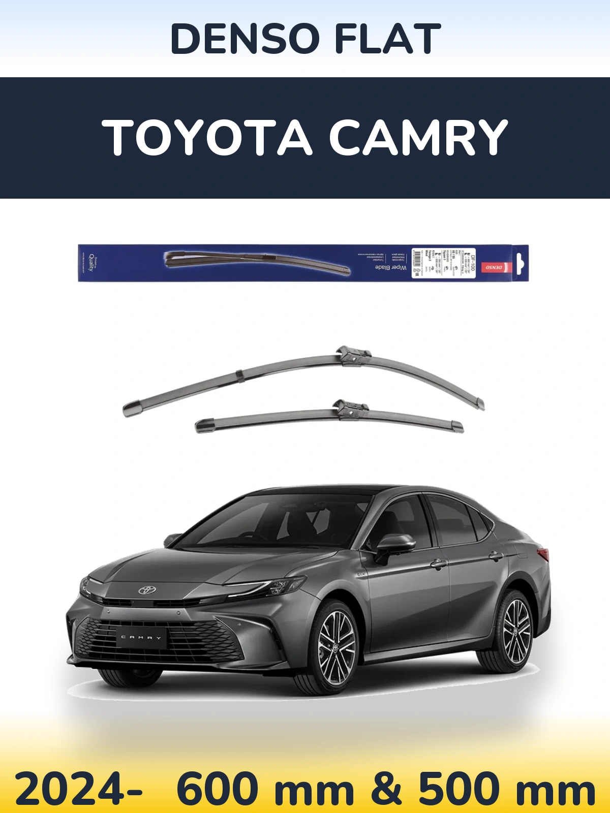 Комплект передніх щіток Denso Flat 600 & 500 мм для Toyota Camry 2024-2026