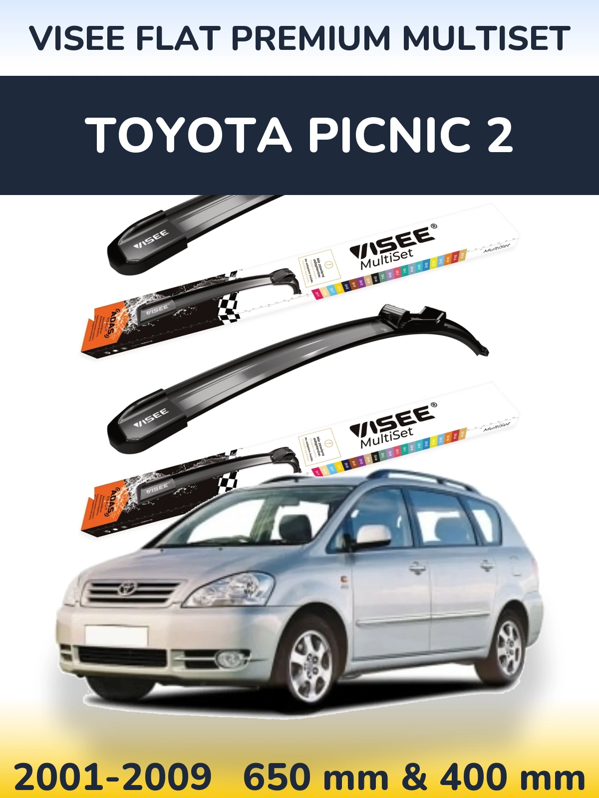 Torkarblad VISEE FLAT PREMIUM MultiSet för Toyota Picnic 2