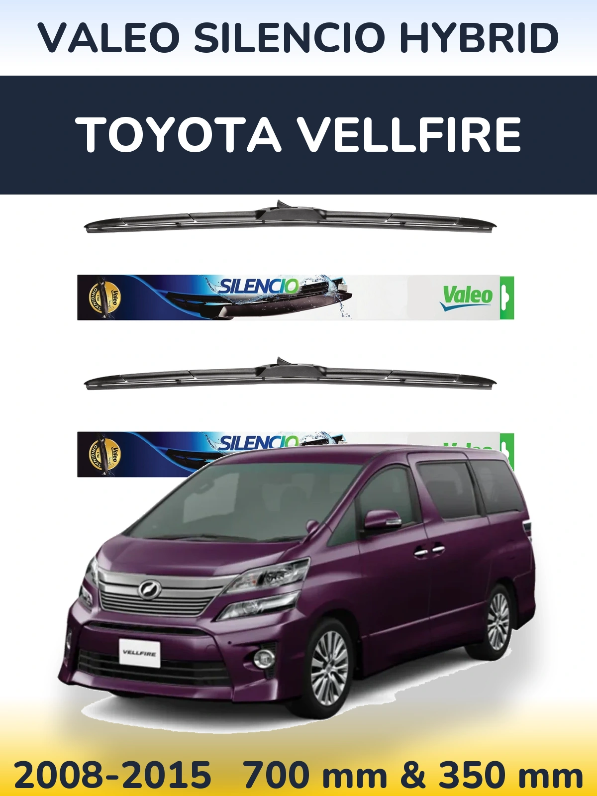 Torkarblad Valeo Silencio Hybrid för Toyota Vellfire