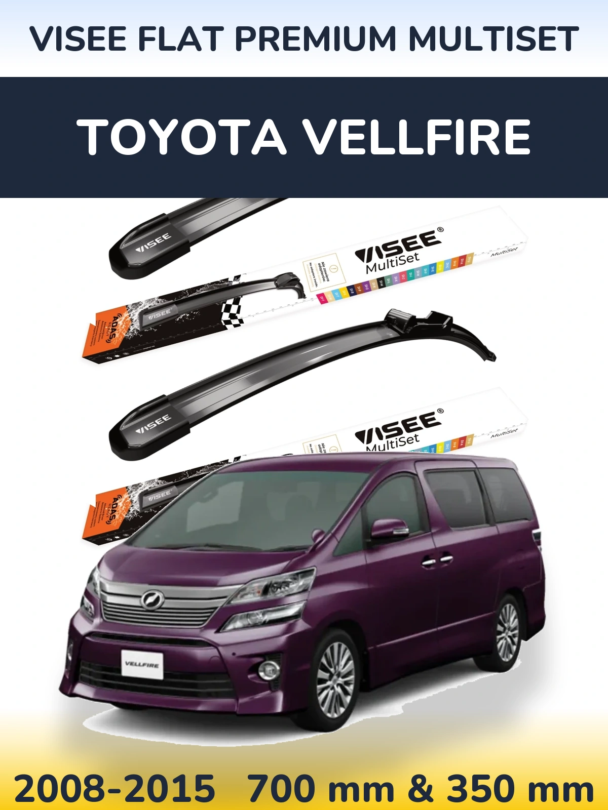 Torkarblad VISEE FLAT PREMIUM MultiSet för Toyota Vellfire
