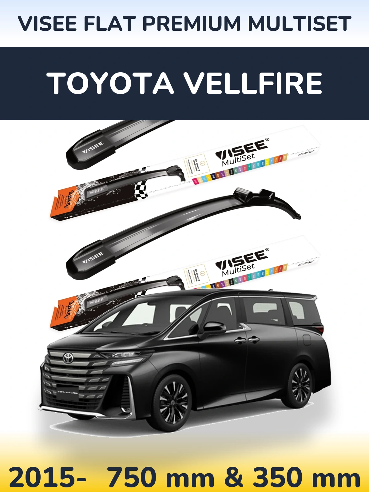 Torkarblad VISEE FLAT PREMIUM MultiSet för Toyota Vellfire
