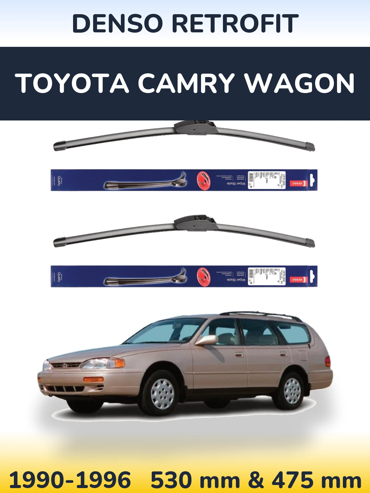 Комплект передніх щіток Denso Retrofit 530 & 475 мм для Toyota Camry Wagon 1990-1996