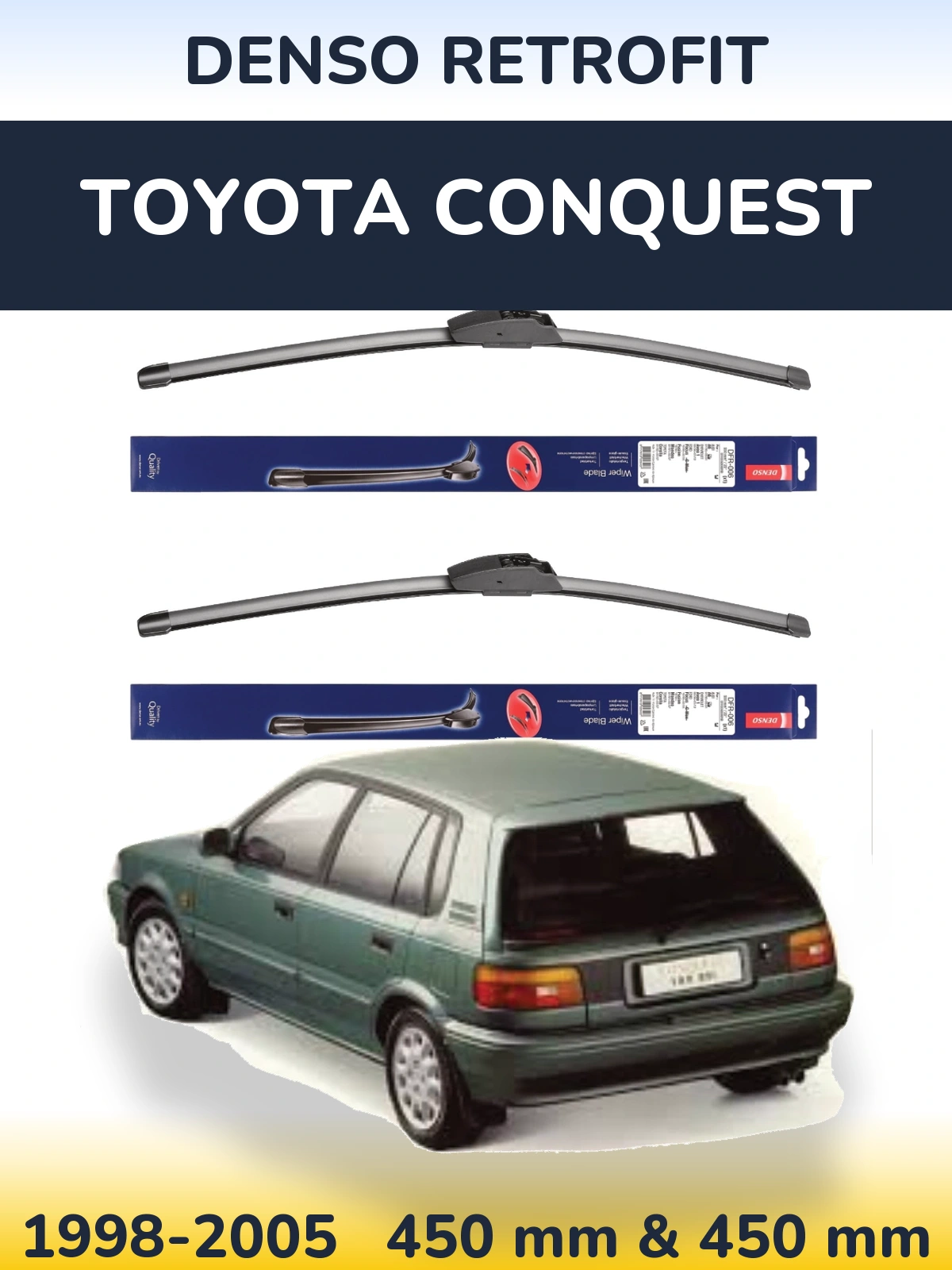 Комплект передних дворников Denso Retrofit 450 & 450 мм для Toyota Conquest 1998-2005