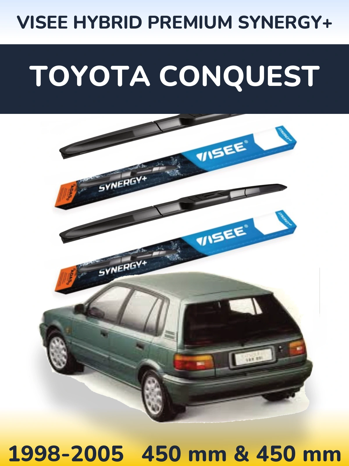 Комплект передних дворников VISEE HYBRID PREMIUM SYNERGY+ 450 & 450 мм для Toyota Conquest 1998-2005