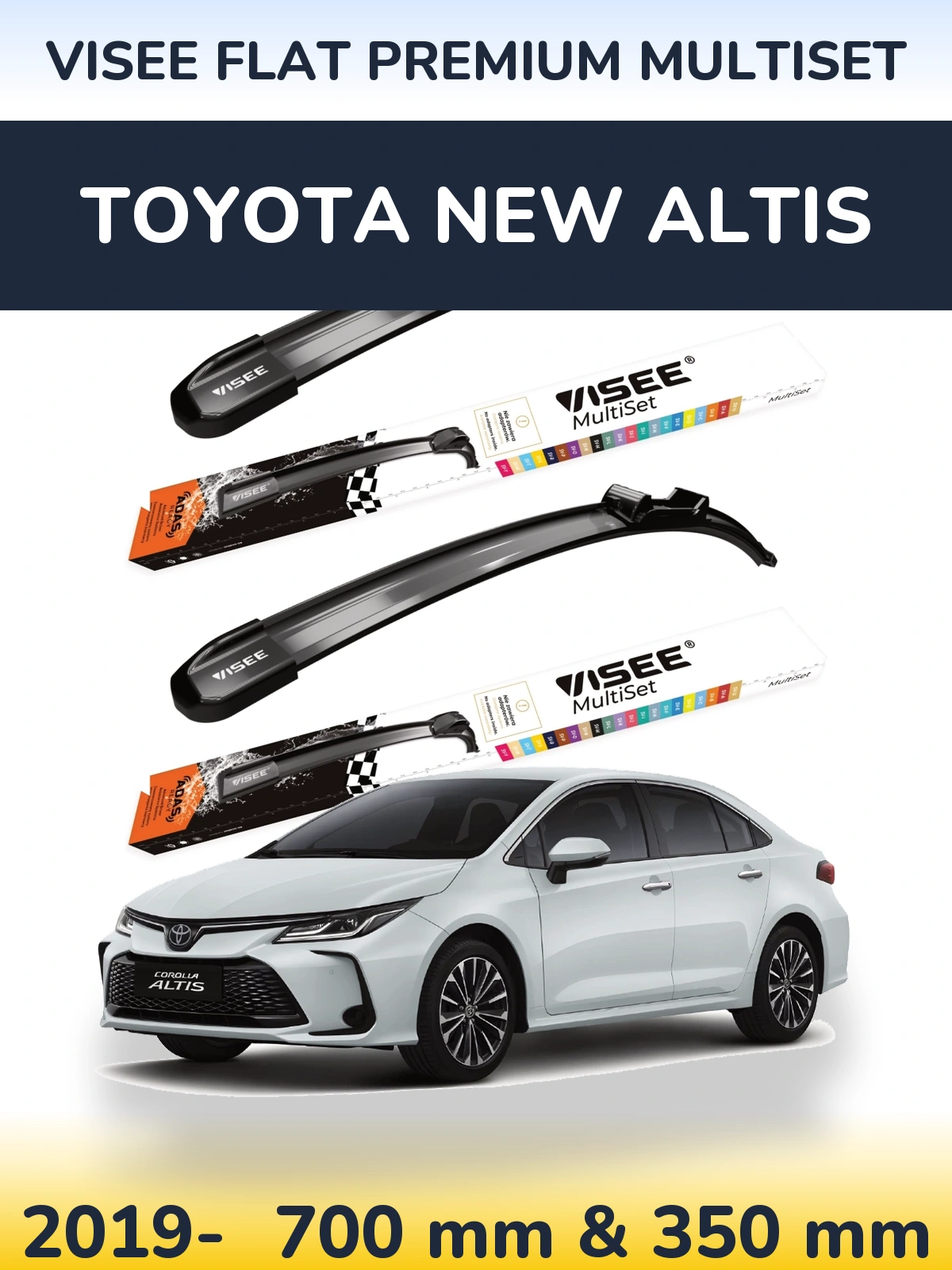Torkarblad VISEE FLAT PREMIUM MultiSet för Toyota New Altis