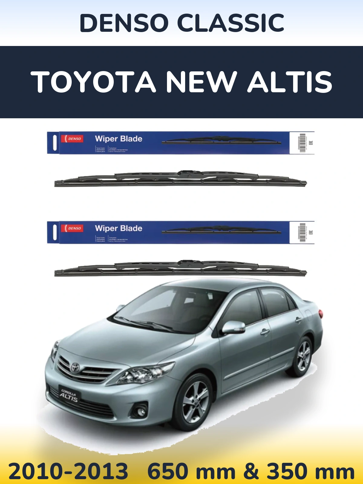Комплект передних дворников Denso Classic 650 & 350 мм для Toyota New Altis 2010-2013