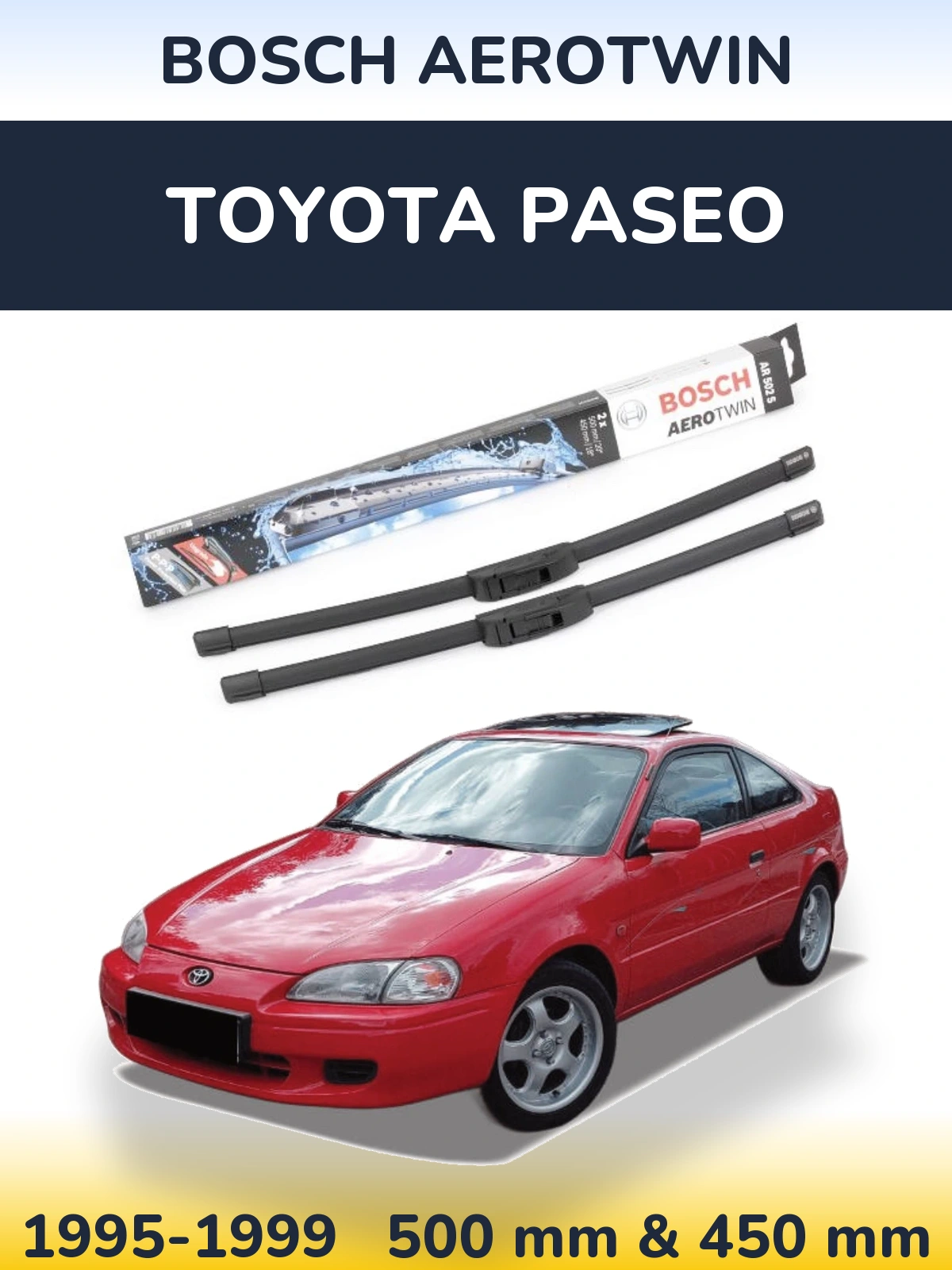 Комплект передних дворников BOSCH AeroTwin 500 & 450 мм для Toyota Paseo 1995-1999