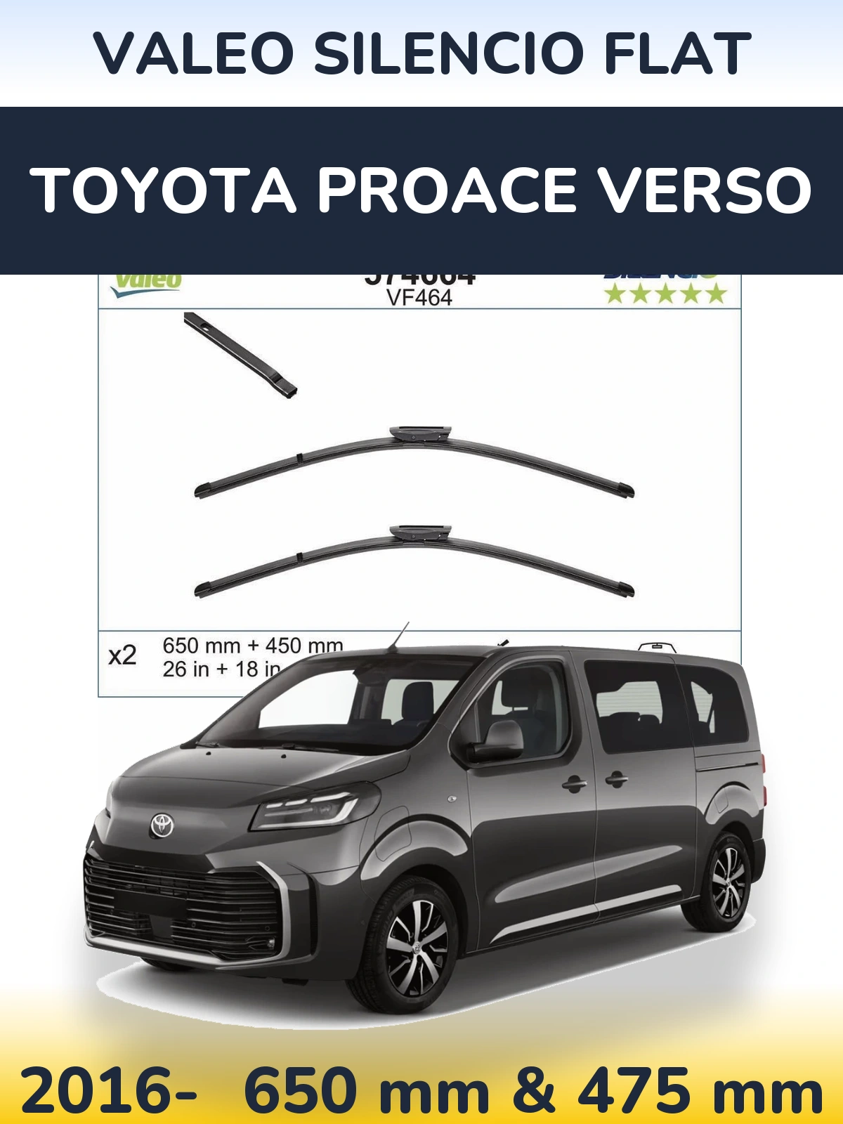 Torkarblad Valeo Silencio Flat för Toyota ProAce Verso