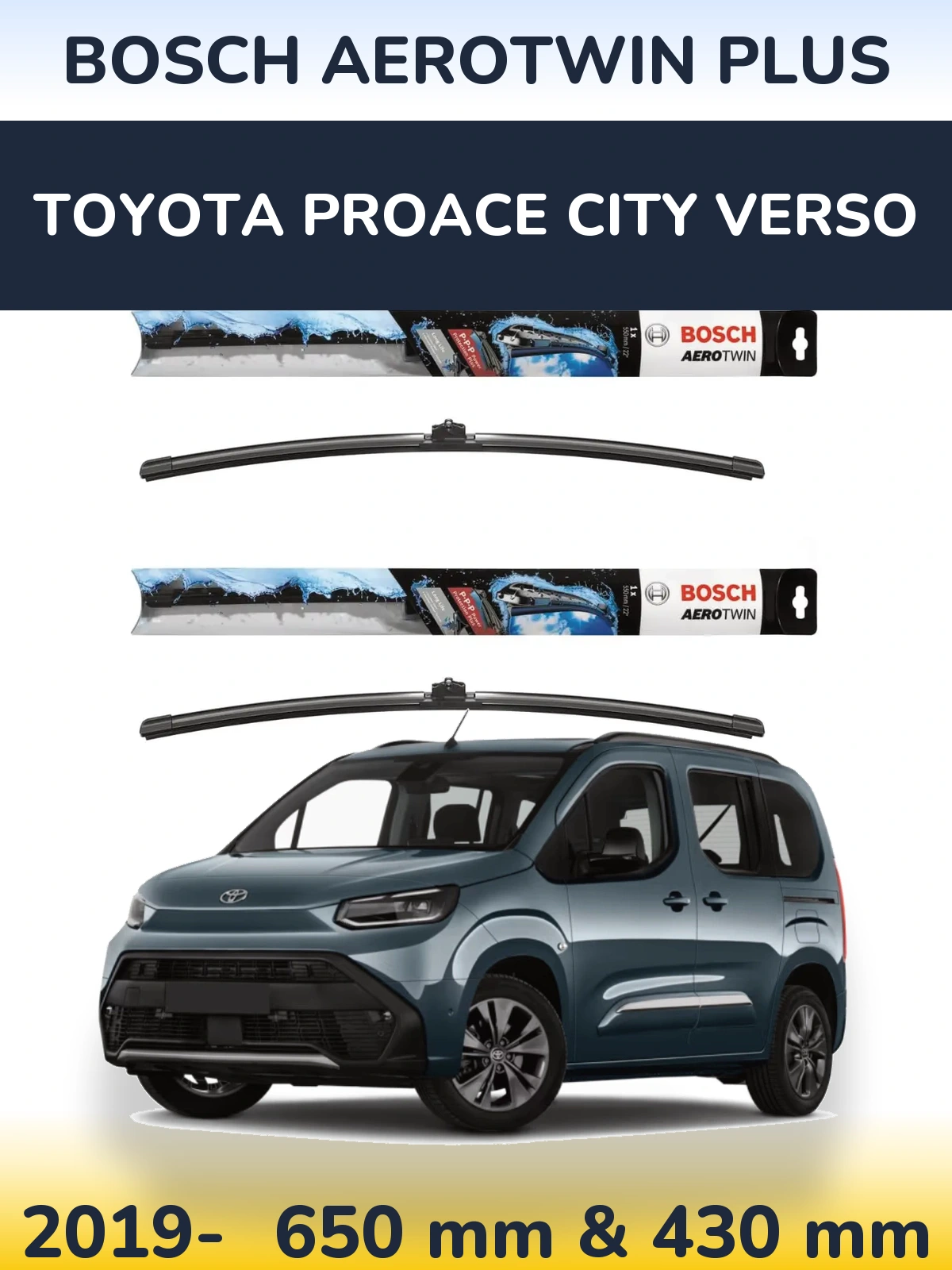 Torkarblad BOSCH AeroTwin Plus för Toyota ProAce City Verso