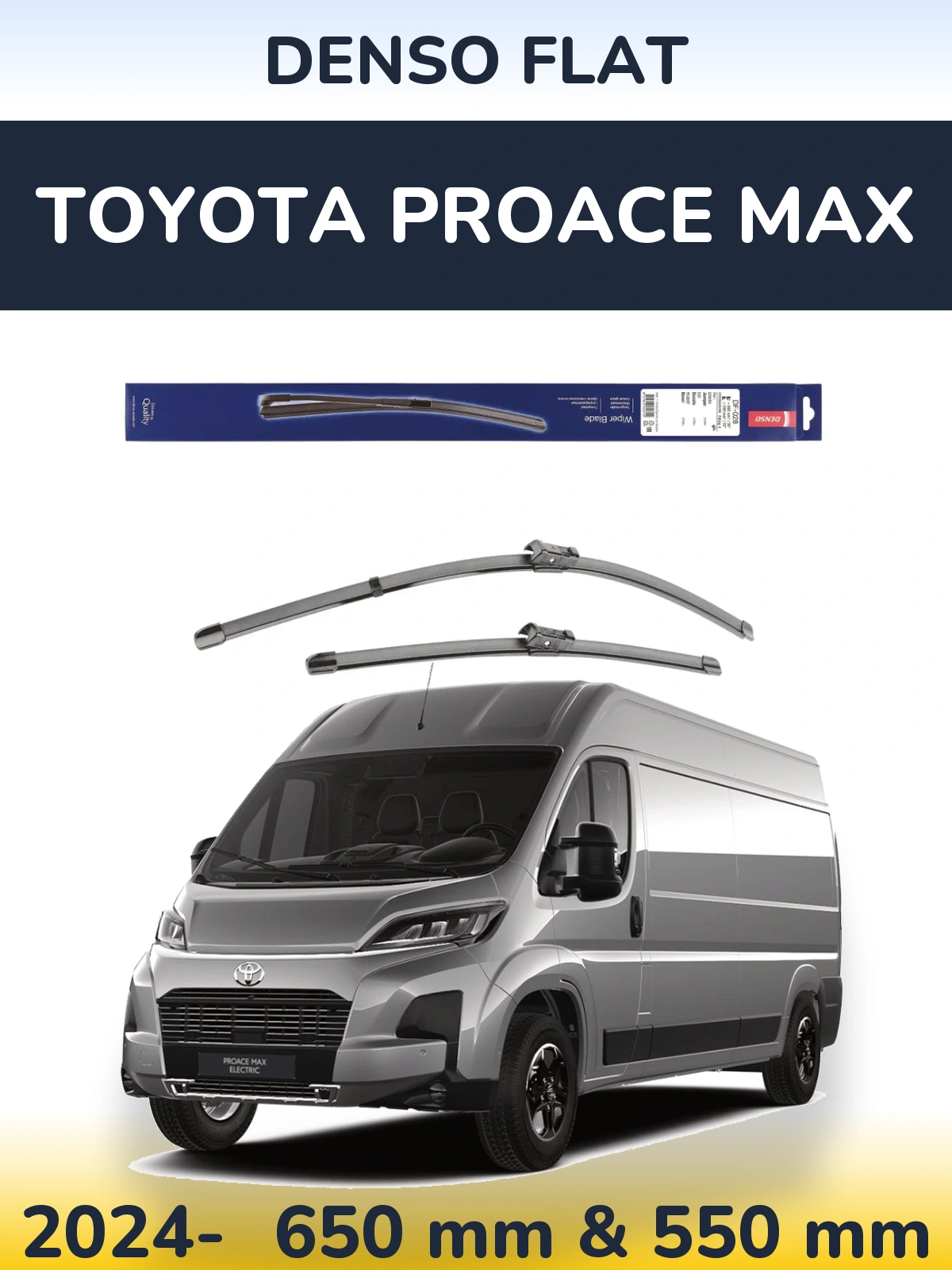Комплект передних дворников Denso Flat 650 & 550 мм для Toyota ProAce Max 2024-2026