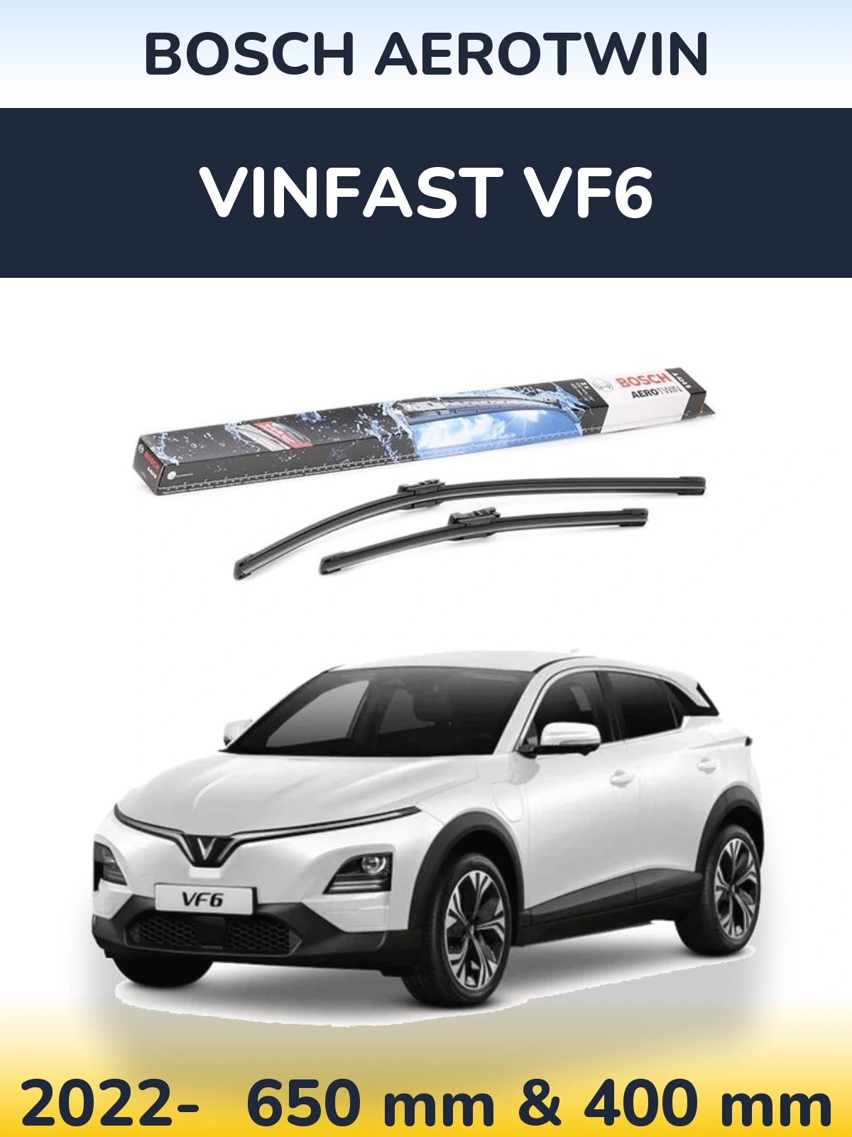 Комплект передніх щіток BOSCH AeroTwin 650 & 400 мм для Vinfast VF6 2022-2026