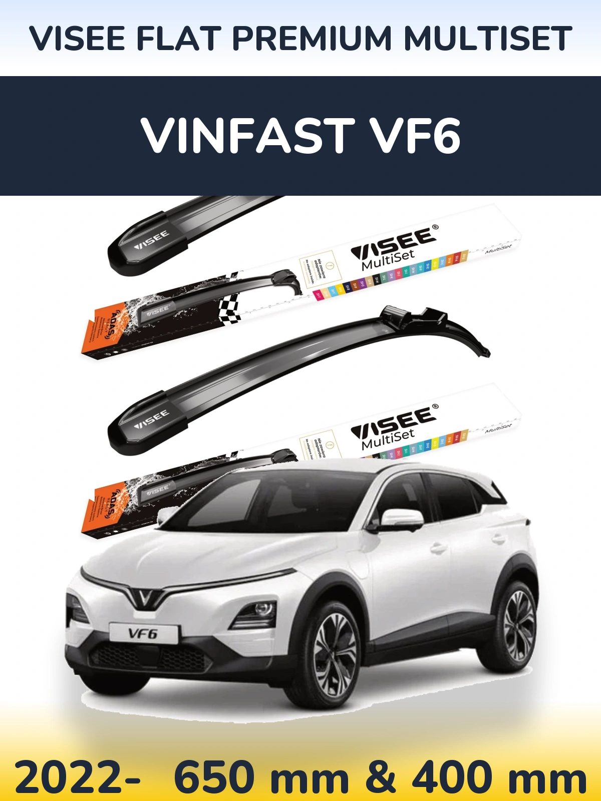 Torkarblad VISEE FLAT PREMIUM MultiSet för Vinfast VF6