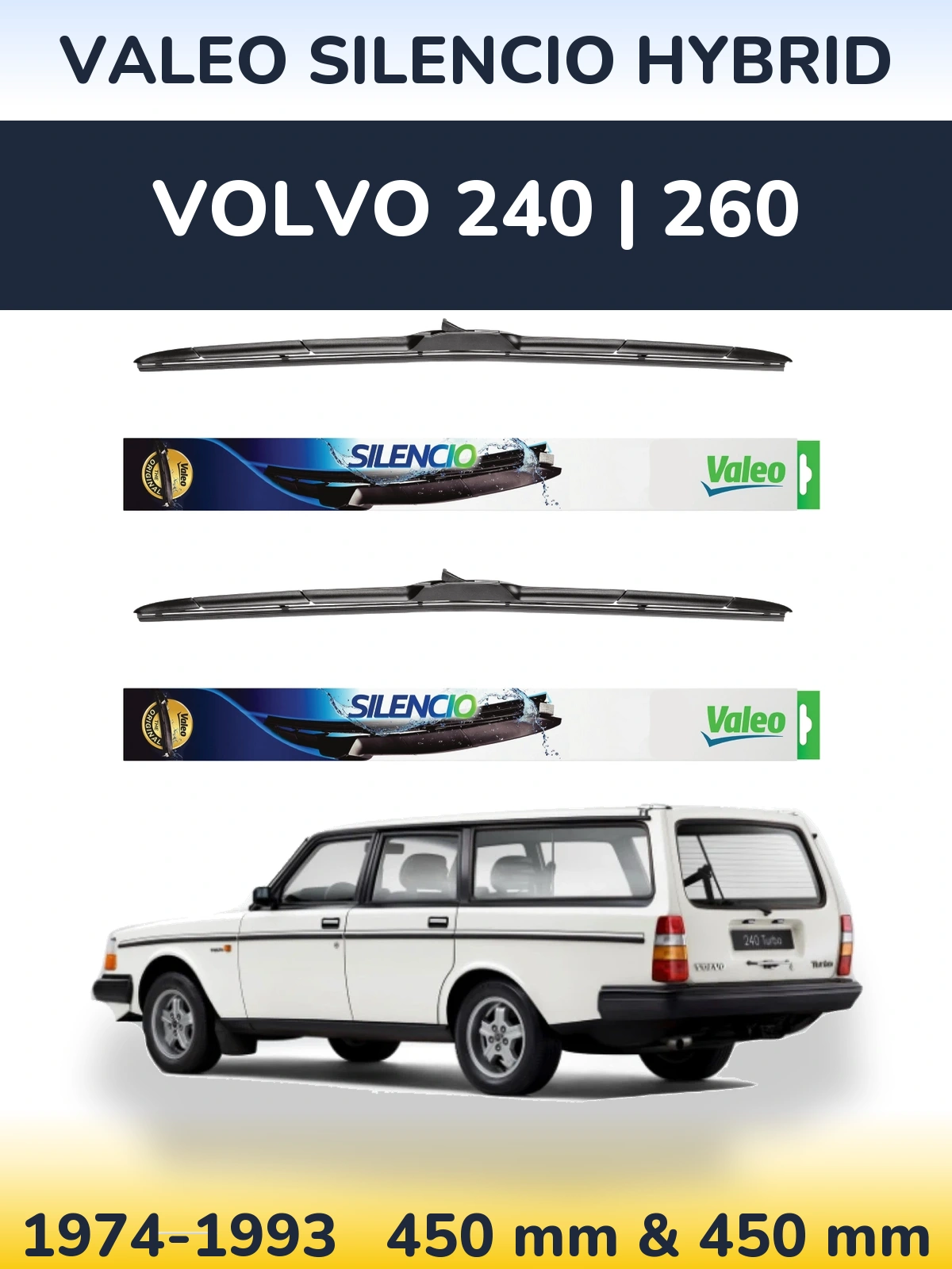 Torkarblad Valeo Silencio Hybrid för Volvo 240 | 260