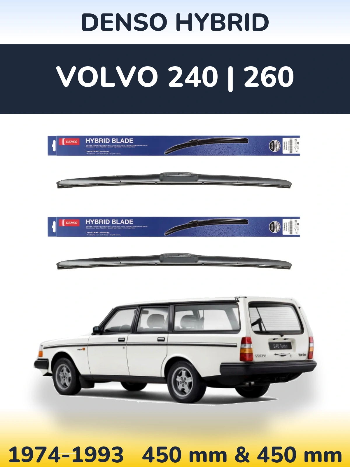 Torkarblad Denso Hybrid för Volvo 240 | 260