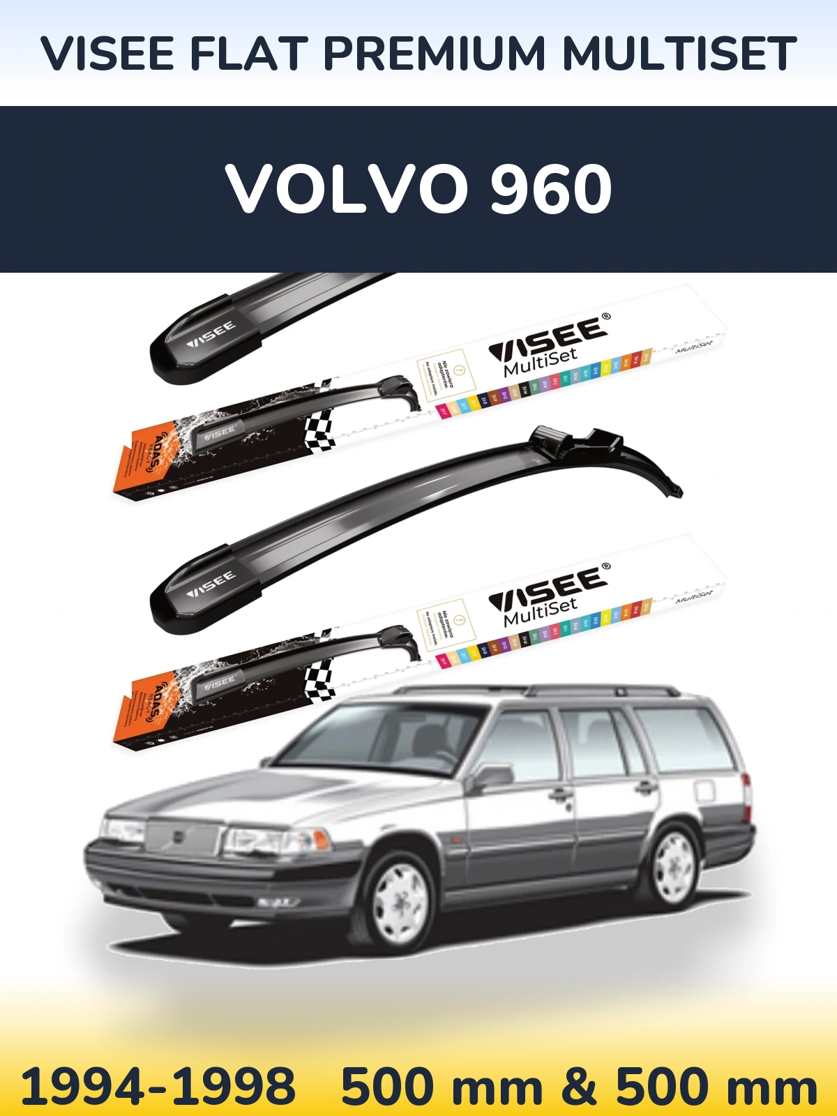 Torkarblad VISEE FLAT PREMIUM MultiSet för Volvo 960