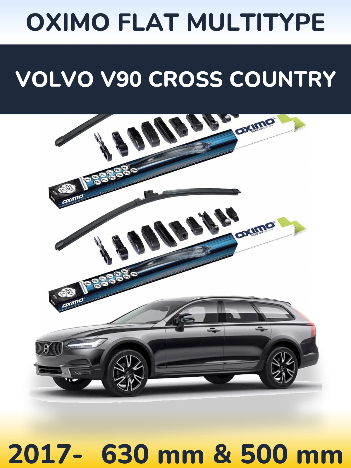 Комплект передніх щіток Oximo Flat MultiТипe 600 & 500 мм для Volvo V90 Cross Country 2017-2026