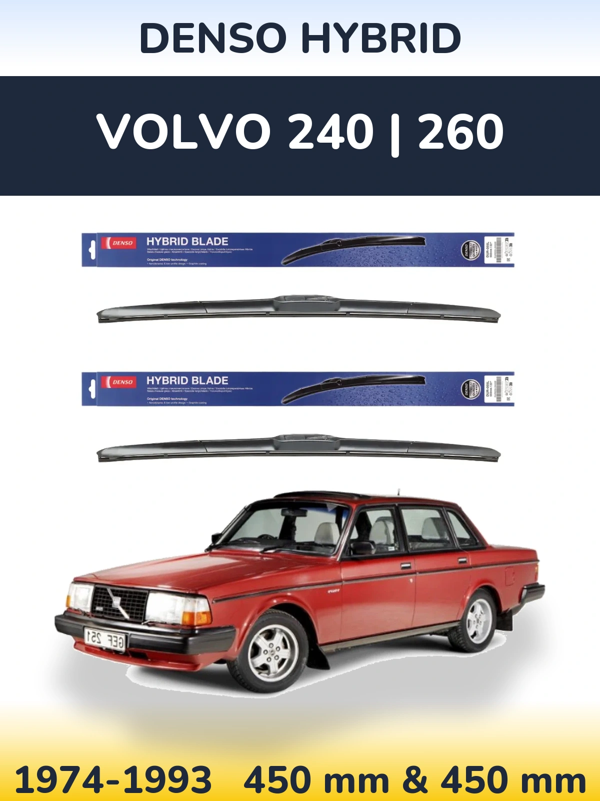 Torkarblad Denso Hybrid för Volvo 240 | 260