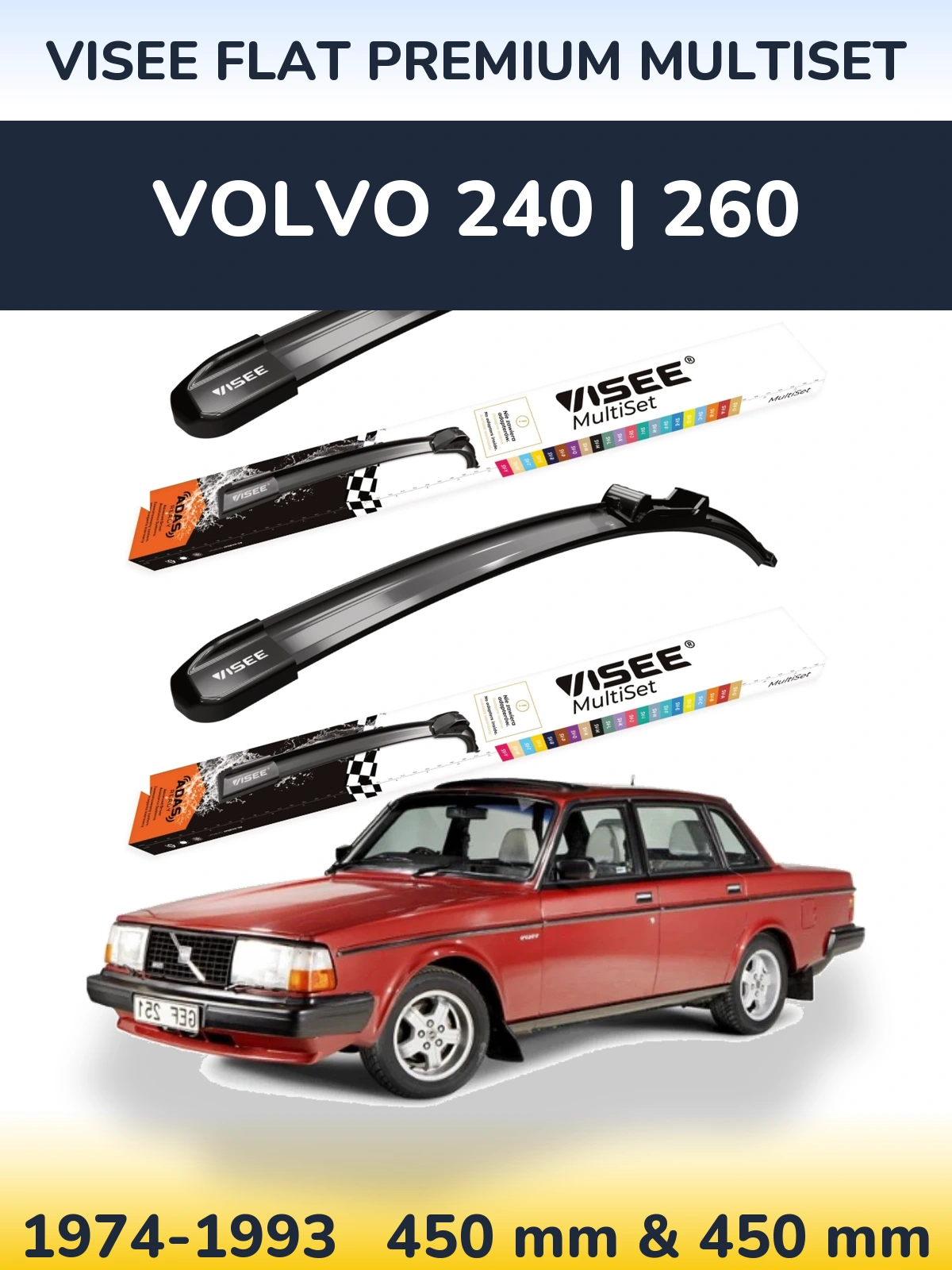 Torkarblad VISEE FLAT PREMIUM MultiSet för Volvo 240 | 260