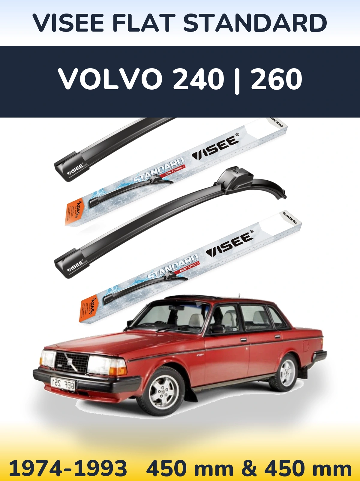 Torkarblad VISEE FLAT STANDARD för Volvo 240 | 260
