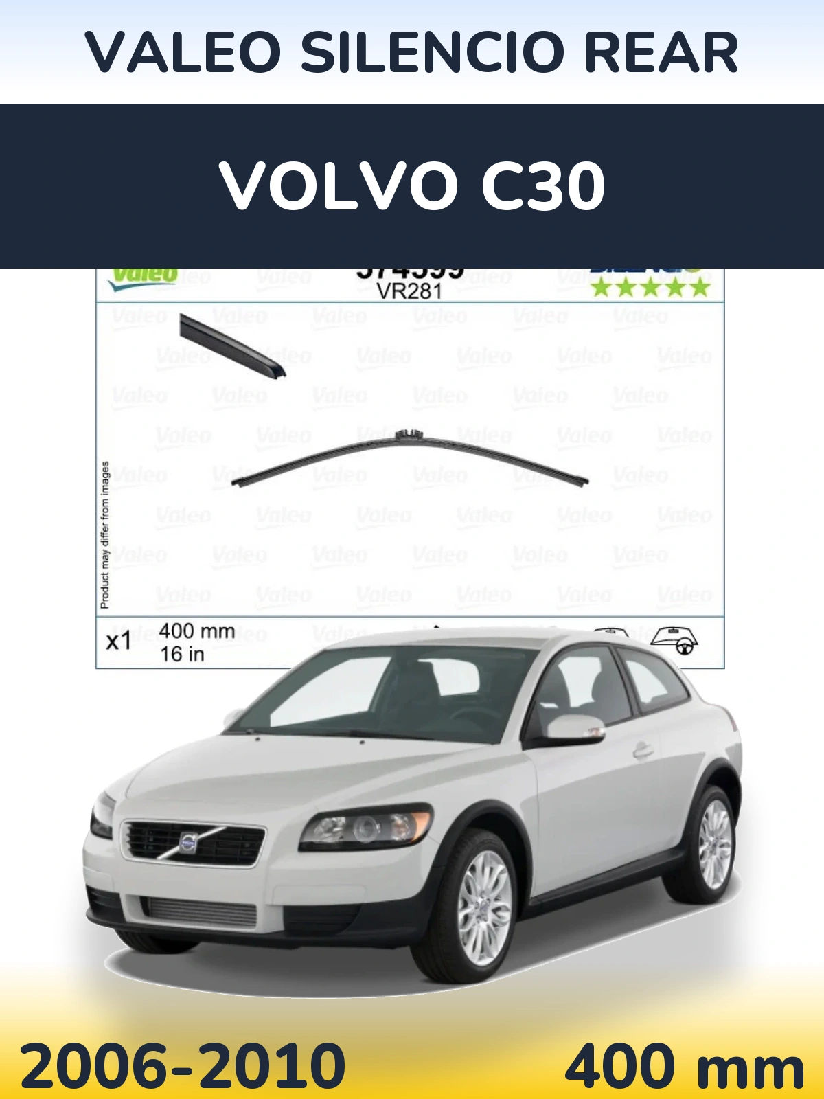 Задня щітка Valeo Silencio Rear 400 мм для Volvo C30 2006-2010