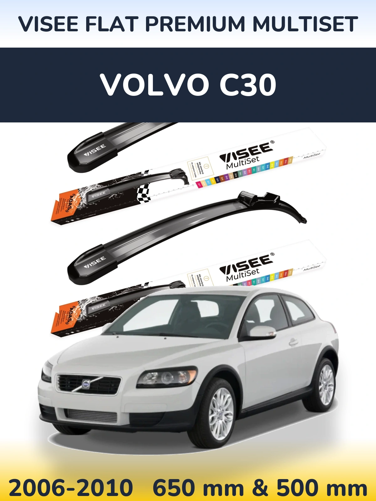 Torkarblad VISEE FLAT PREMIUM MultiSet för Volvo C30