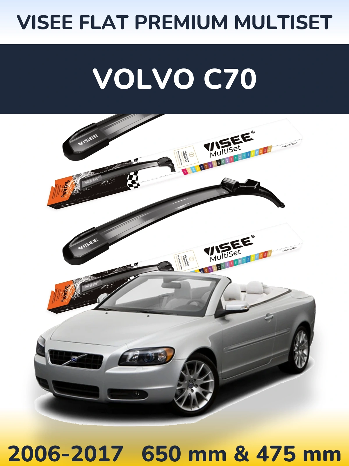 Torkarblad VISEE FLAT PREMIUM MultiSet för Volvo C70