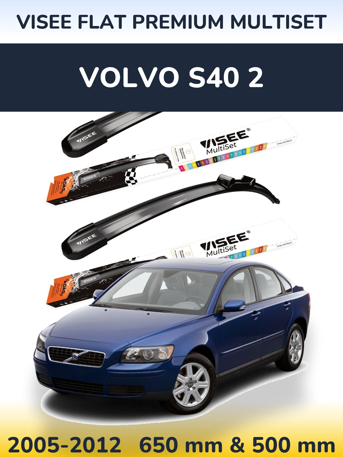 Torkarblad VISEE FLAT PREMIUM MultiSet för Volvo S40 2