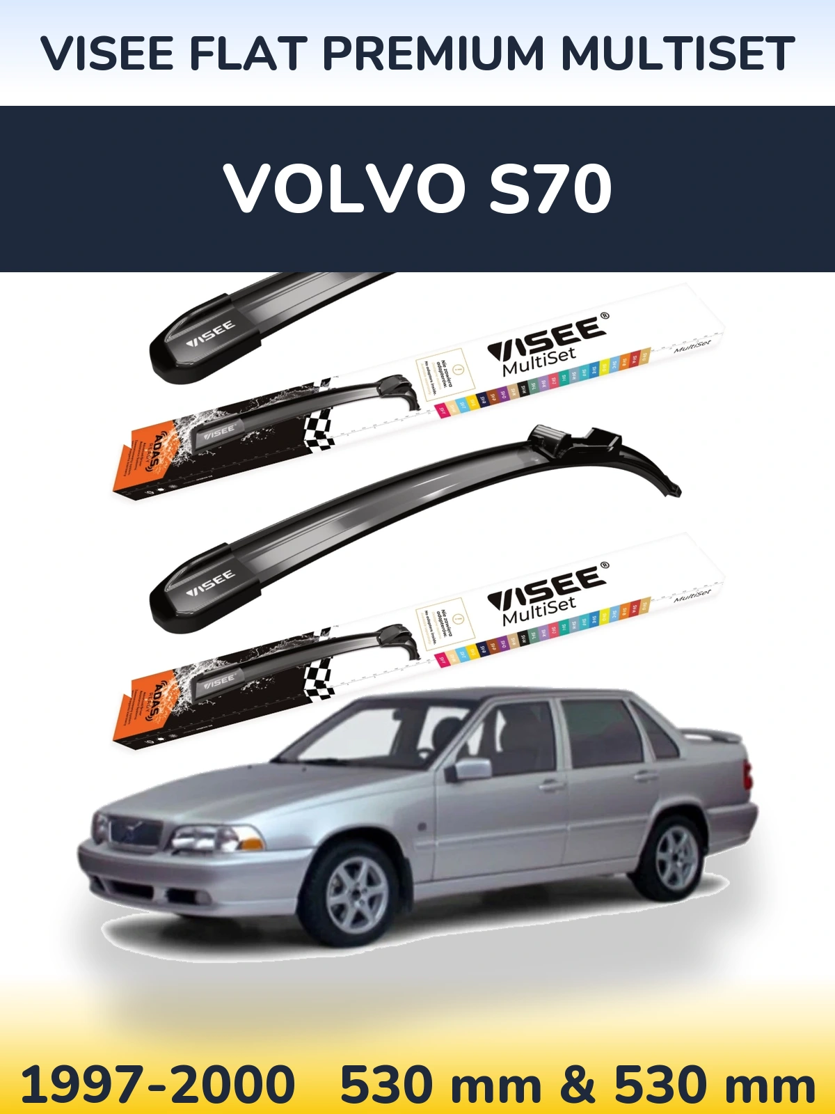 Torkarblad VISEE FLAT PREMIUM MultiSet för Volvo S70
