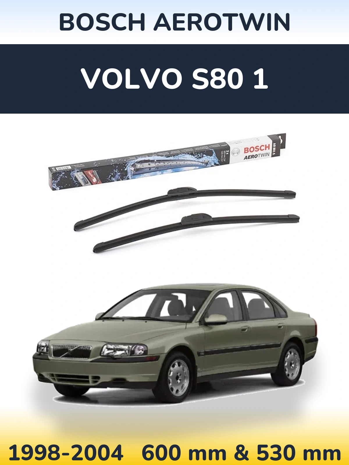 Комплект передних дворников BOSCH AeroTwin 600 & 530 мм для Volvo S80 1 1998-2004