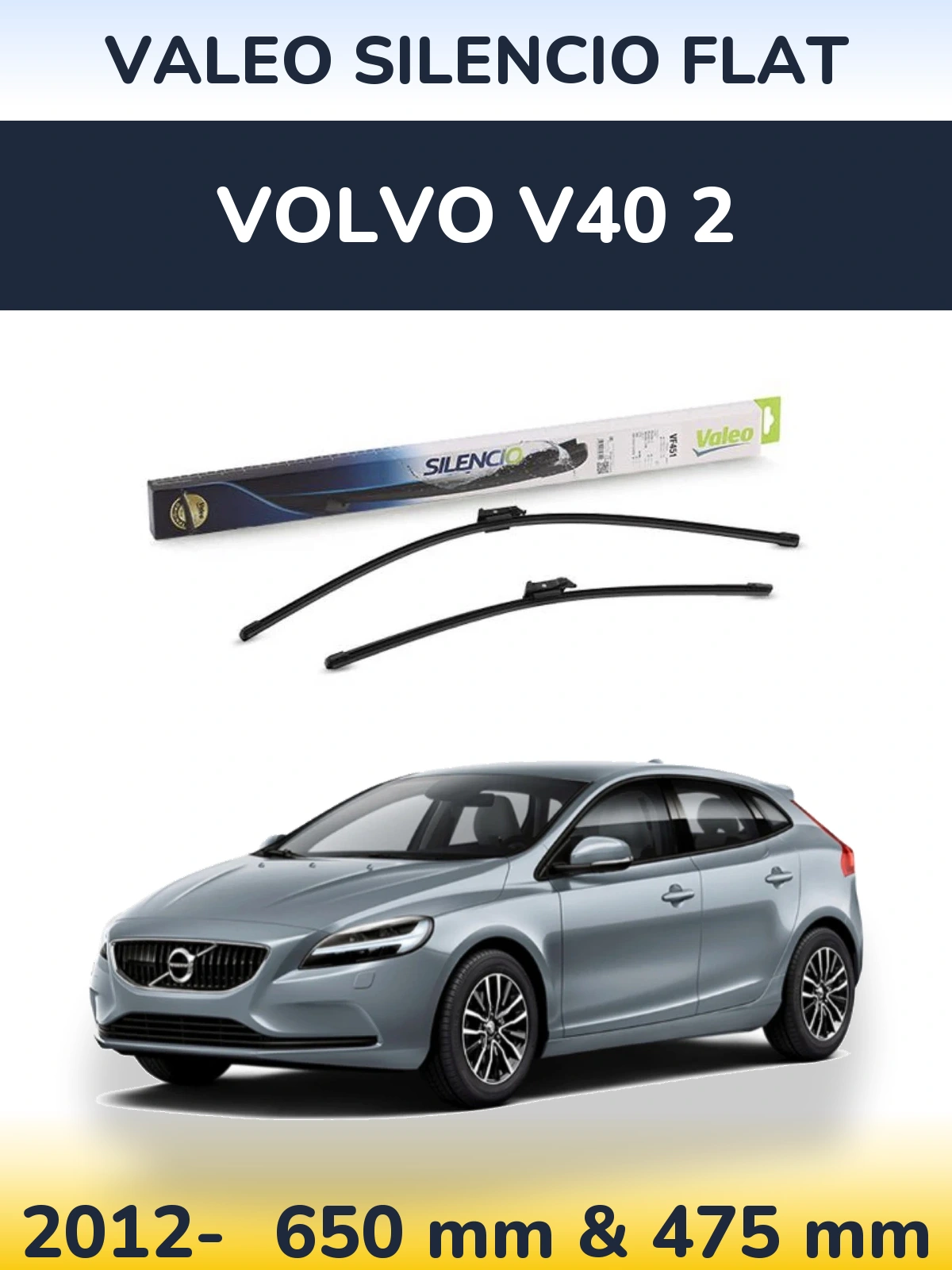 Torkarblad Valeo Silencio Flat för Volvo V40 2