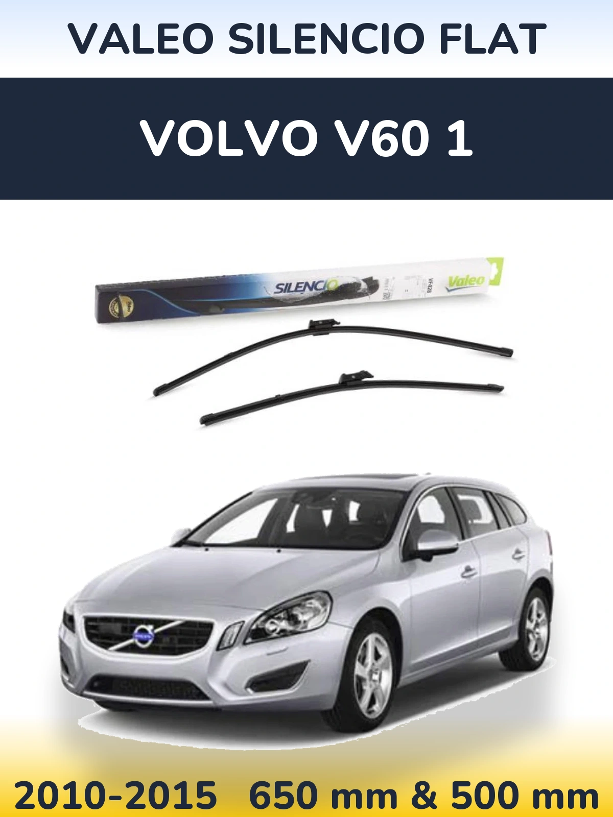 Комплект передних дворников Valeo Silencio Flat 650 & 500 мм для Volvo V60 1 2010-2015
