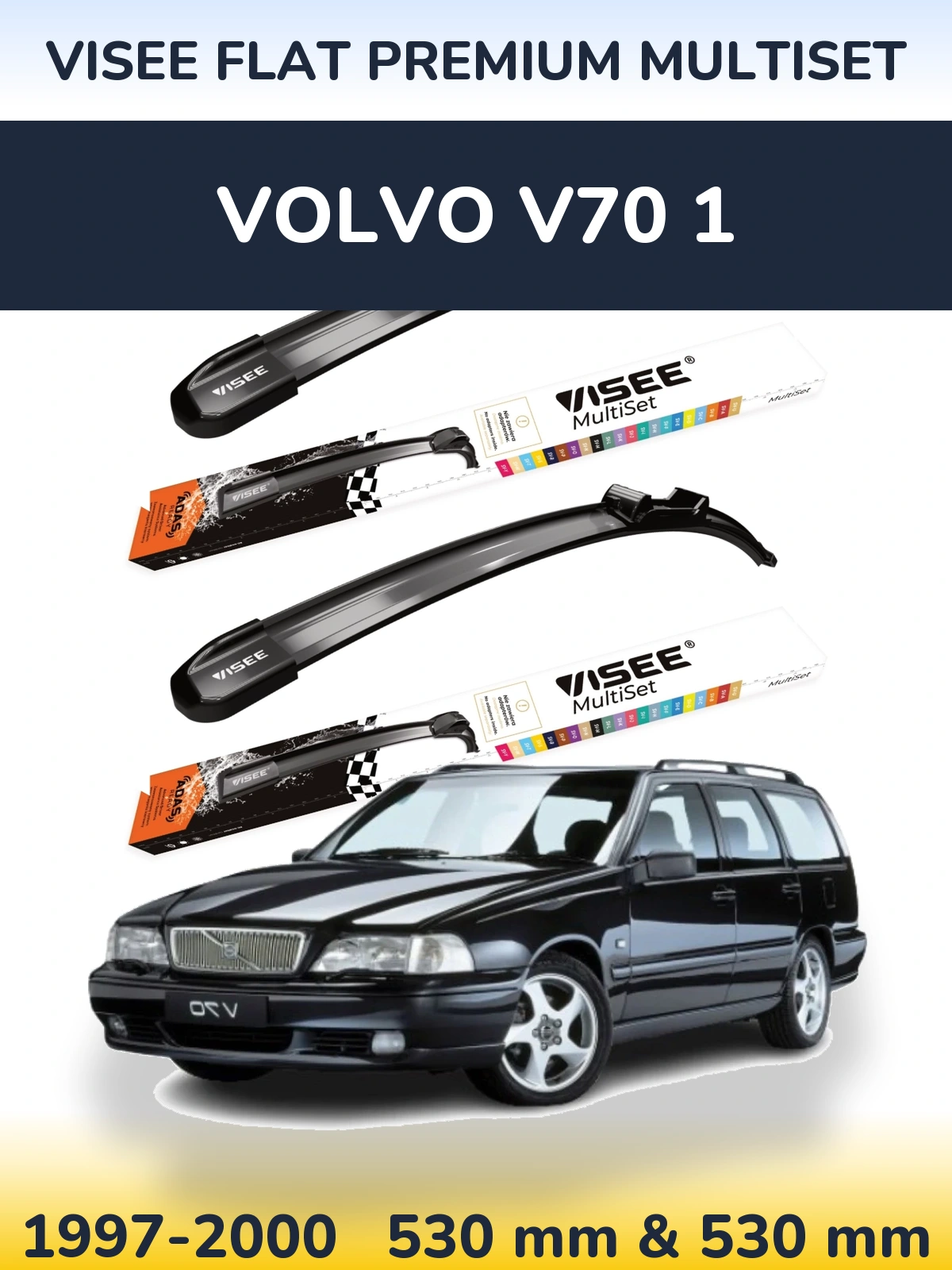 Torkarblad VISEE FLAT PREMIUM MultiSet för Volvo V70 1