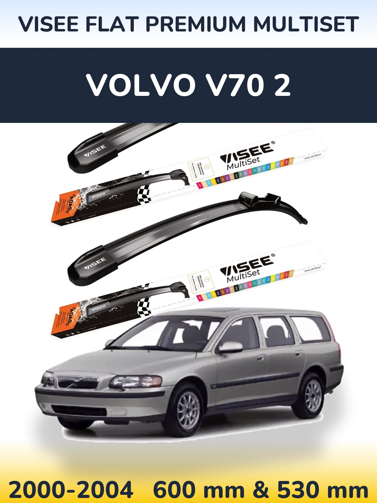 Torkarblad VISEE FLAT PREMIUM MultiSet för Volvo V70 2