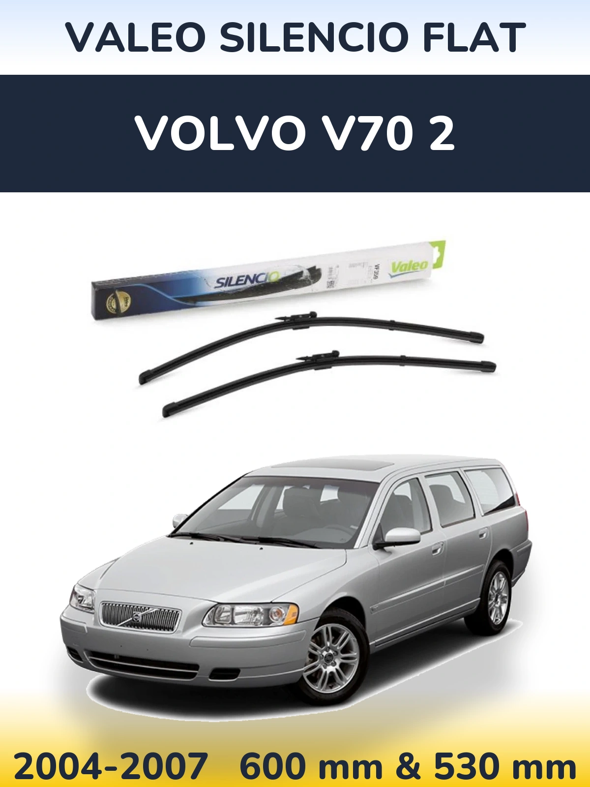 Комплект передних дворников Valeo Silencio Flat 600 & 550 мм для Volvo V70 2 2004-2007