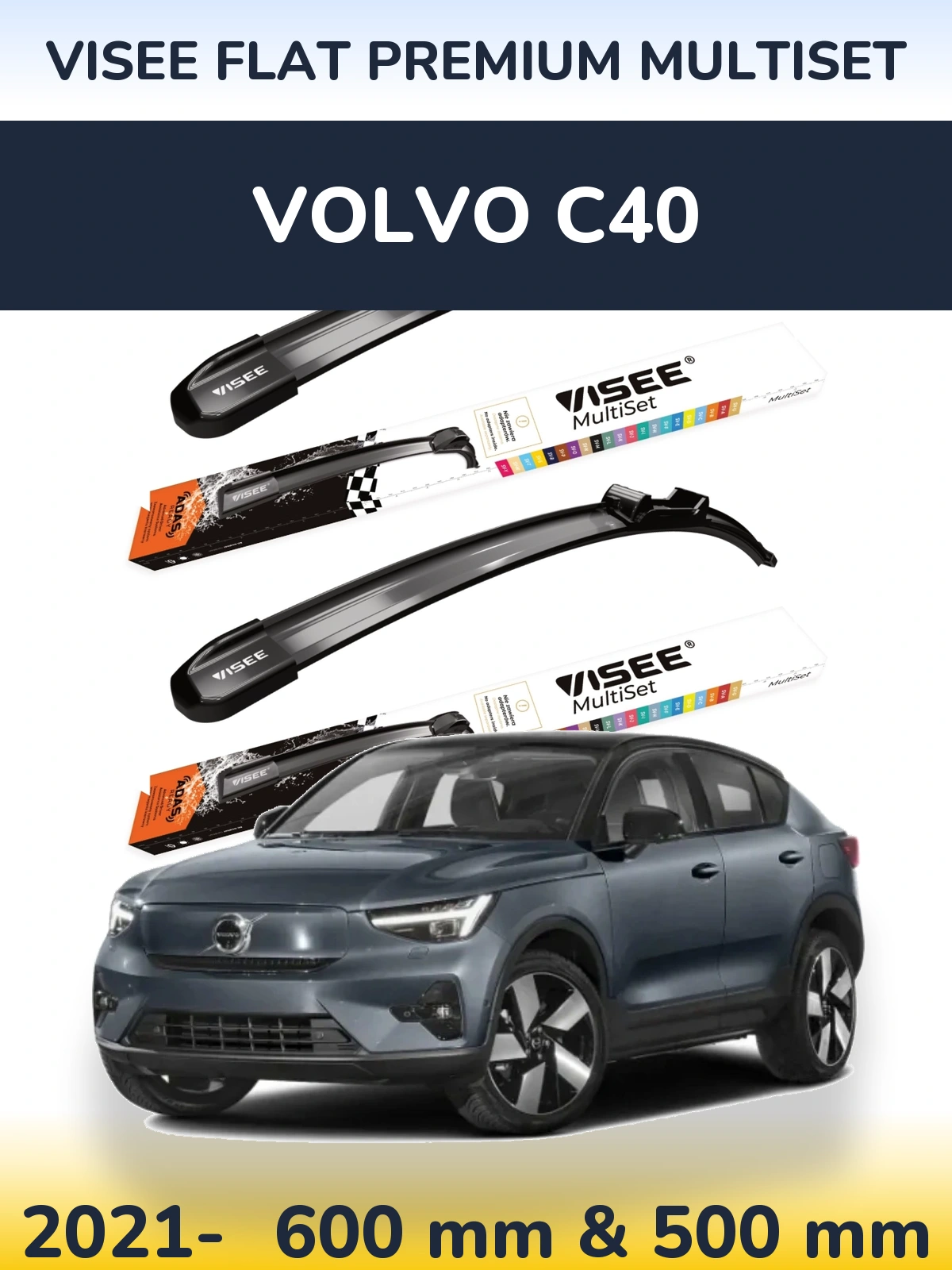Torkarblad VISEE FLAT PREMIUM MultiSet för Volvo C40