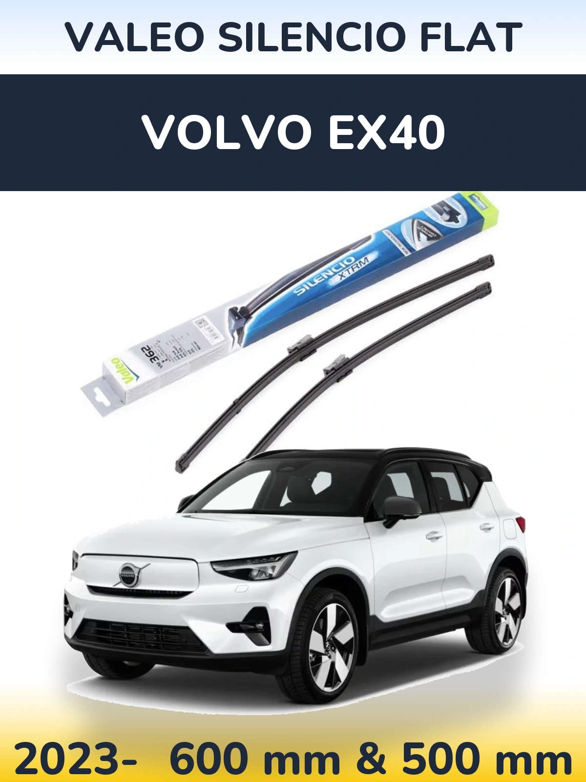Комплект передніх щіток Valeo Silencio Flat 600 & 500 мм для Volvo EX40 2023-2026