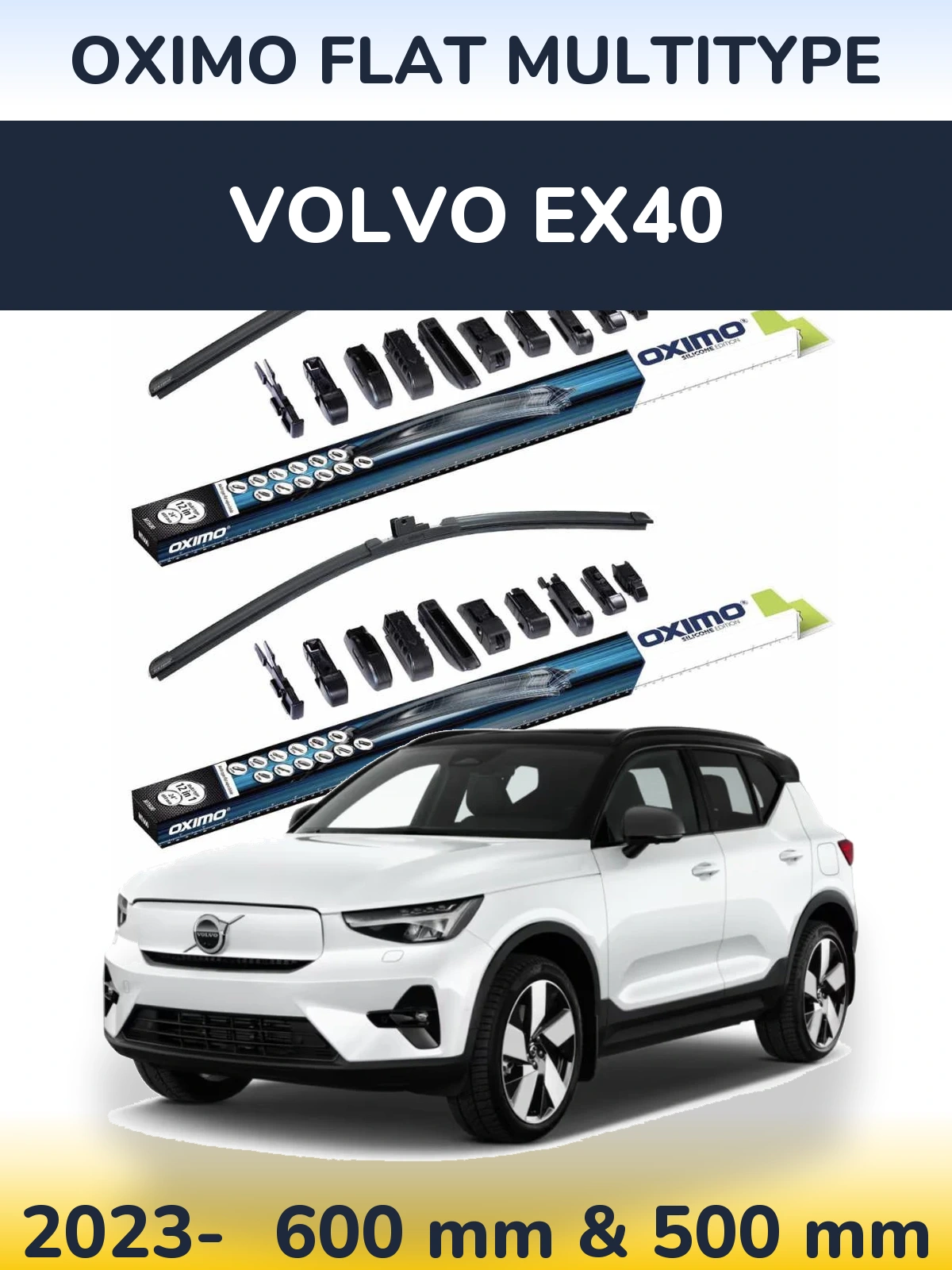 Комплект передніх щіток Oximo Flat MultiТипe 600 & 500 мм для Volvo EX40 2023-2026