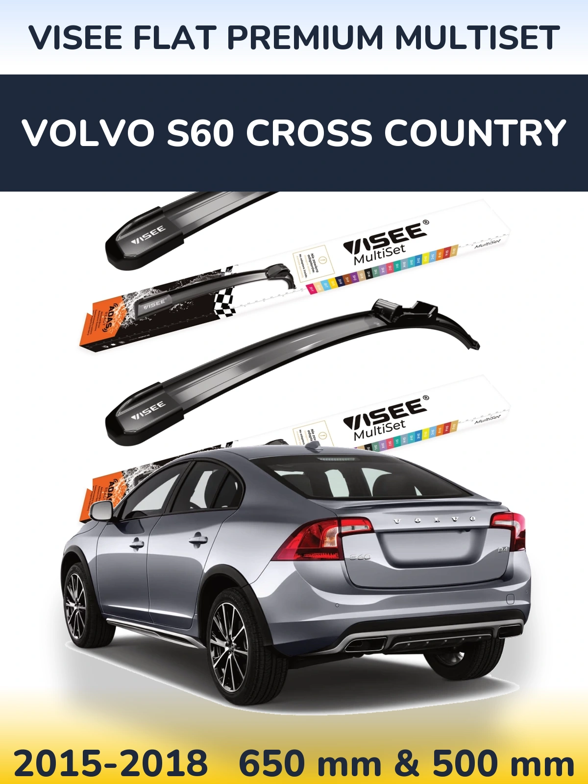 Torkarblad VISEE FLAT PREMIUM MultiSet för Volvo S60 Cross Country