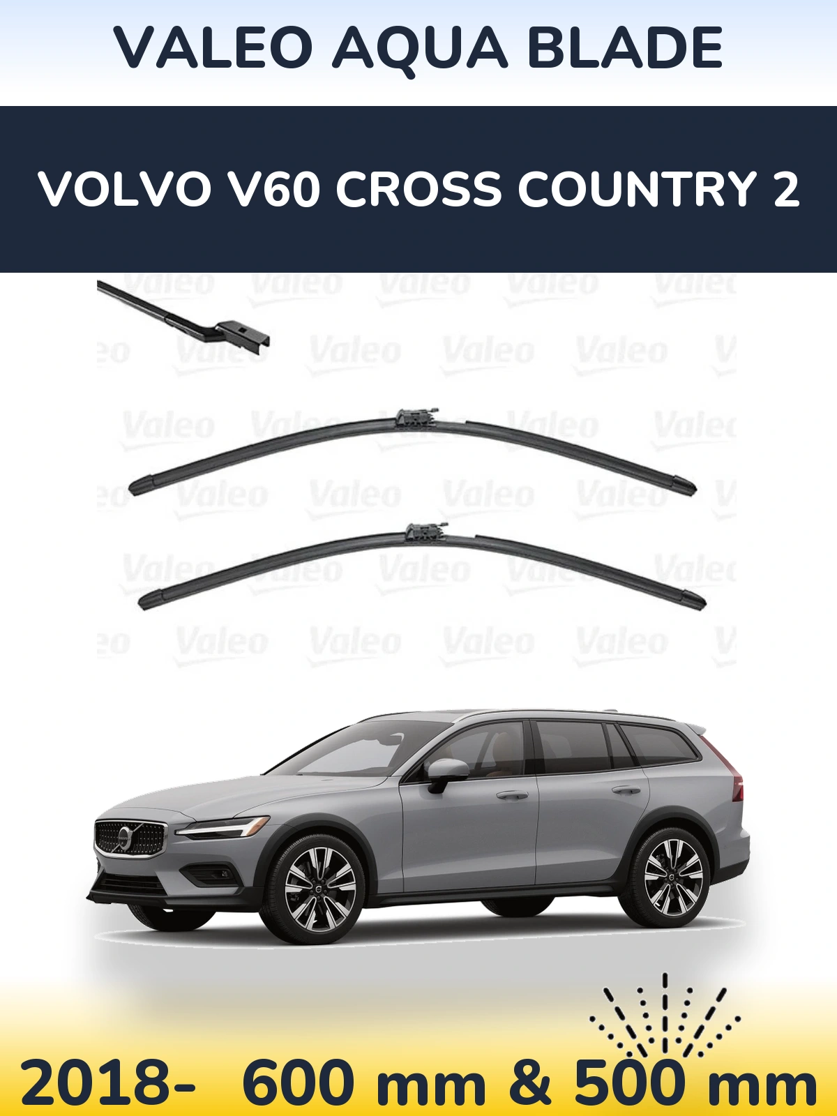 Torkarblad Valeo Aqua Blade för Volvo V60 Cross Country 2
