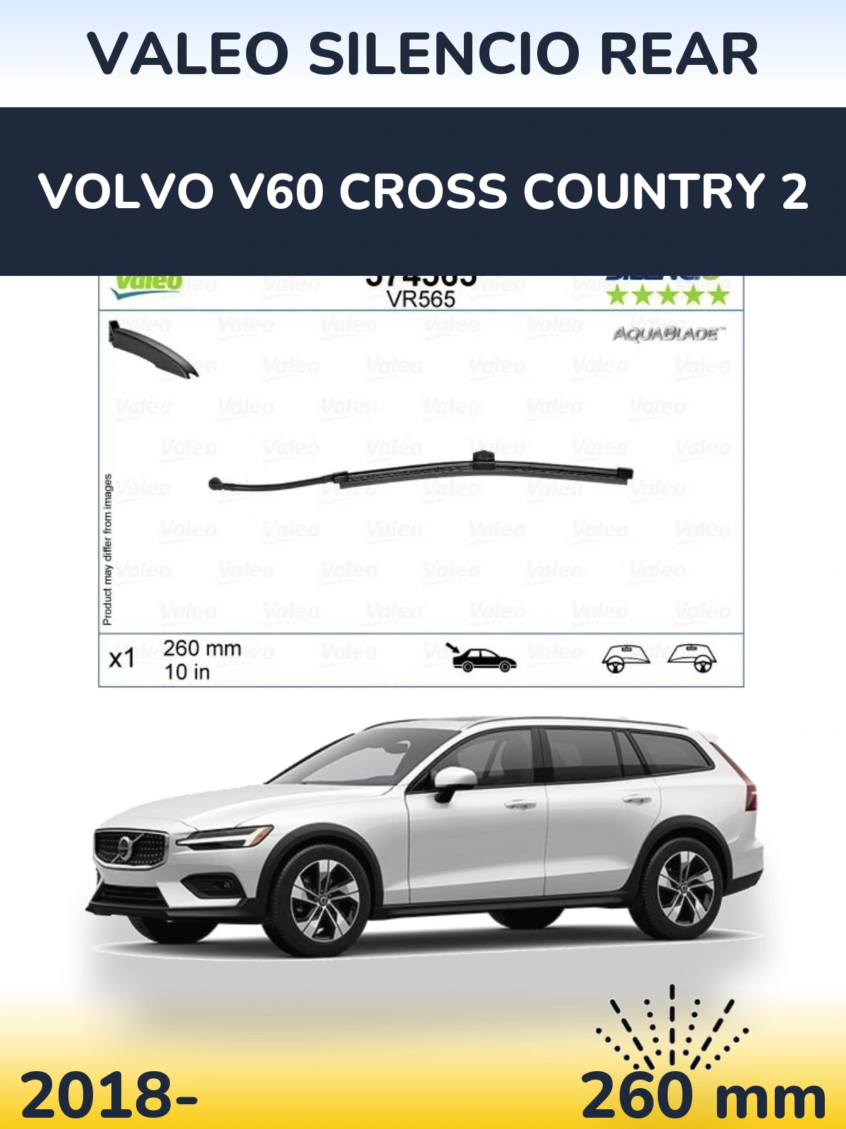 Torkarblad Valeo Silencio Rear för Volvo V60 Cross Country 2