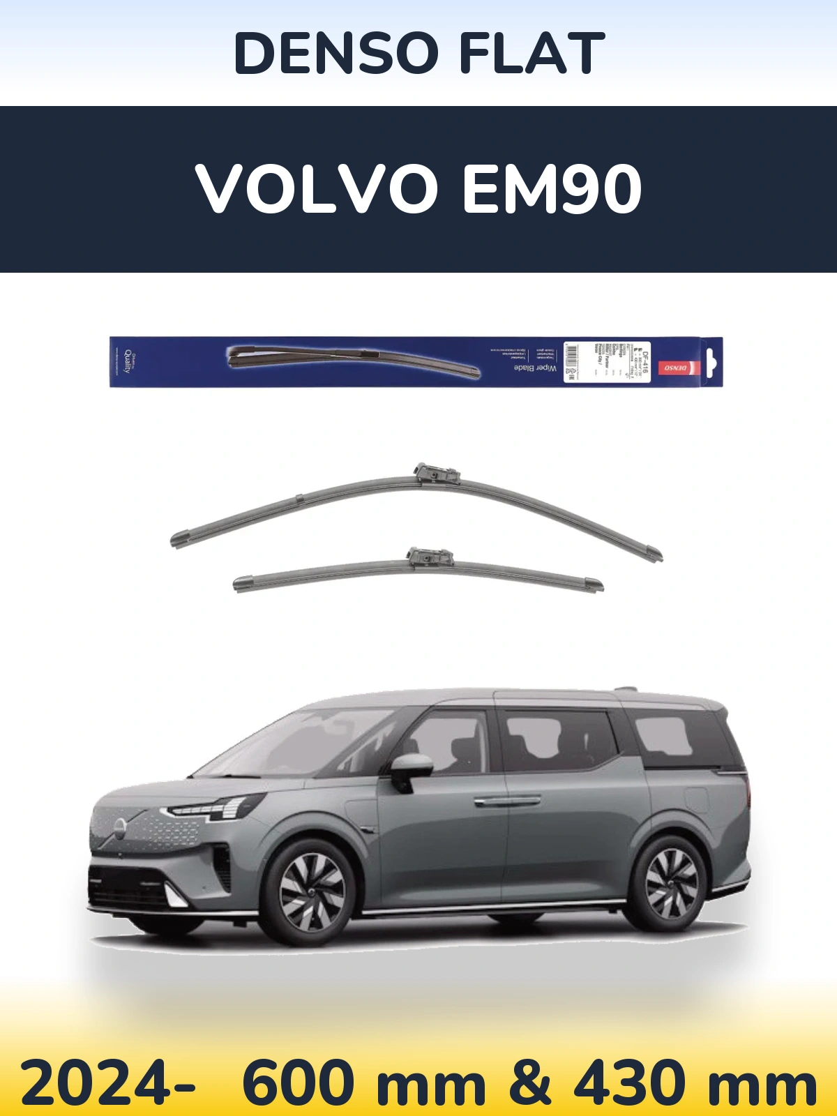 Комплект передних дворников Denso Flat 600 & 430 мм для Volvo EM90 2024-2026