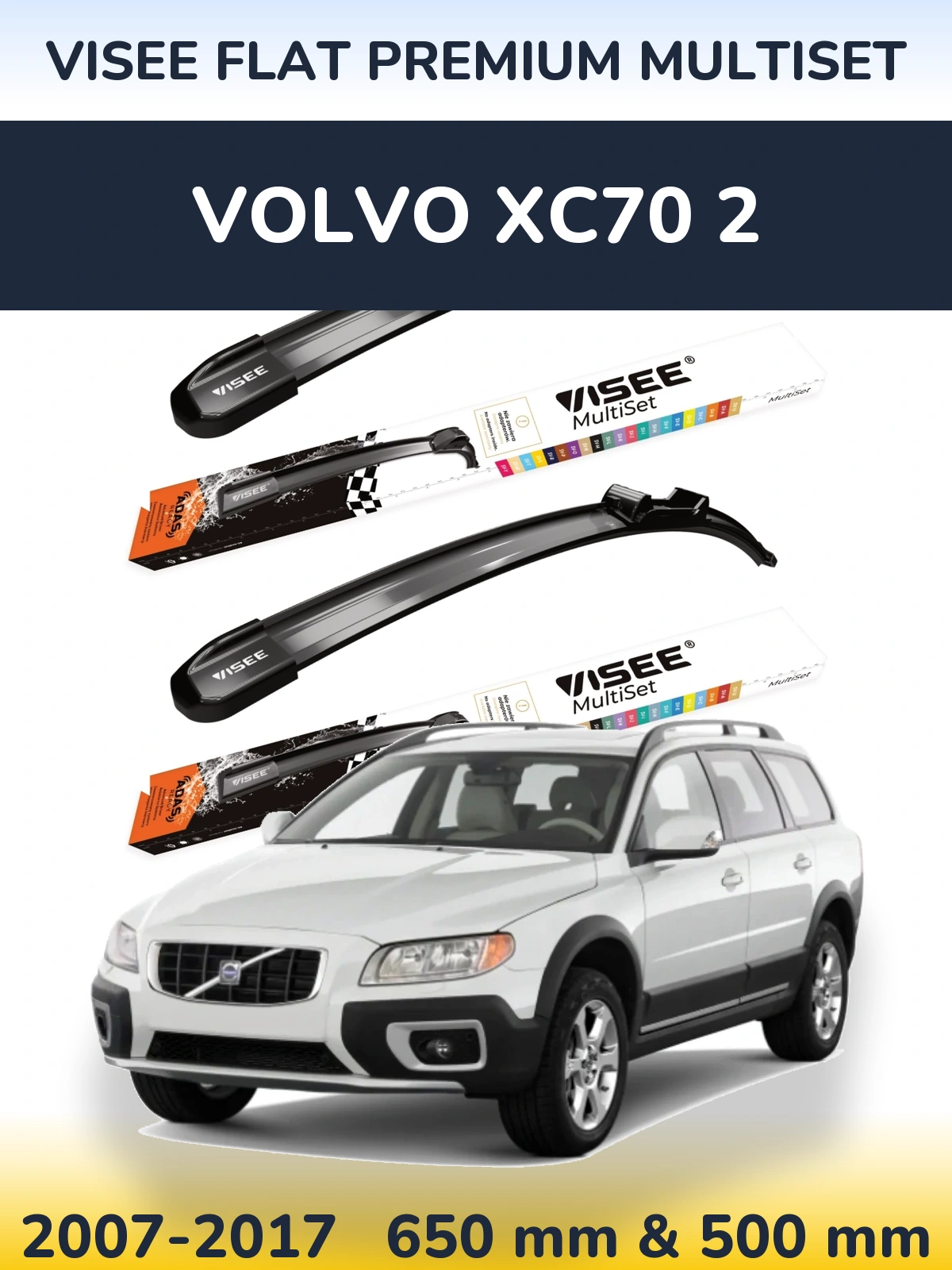 Torkarblad VISEE FLAT PREMIUM MultiSet för Volvo XC70 2