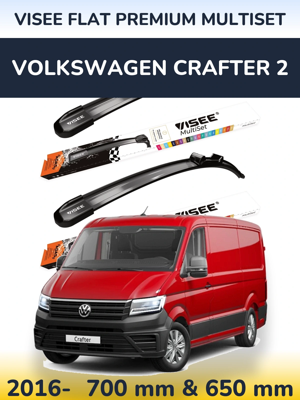 Torkarblad VISEE FLAT PREMIUM MultiSet för Volkswagen Crafter 2